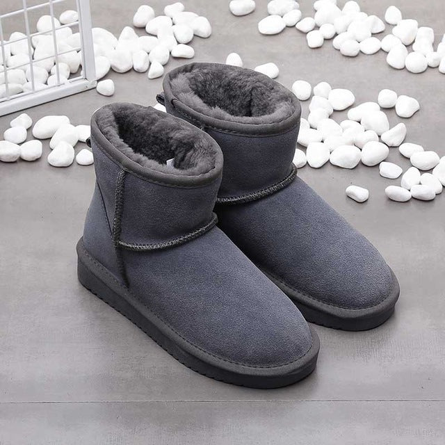 Mujer Botas de Nieve al Tobillo | Cuero Auténtico & Forro Cálido | Otoño e Invierno