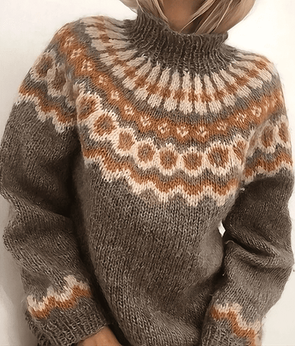Mujer Jersey de Cuello Alto | Estampado Fair Isle & Punto Grueso | Otoño e Invierno