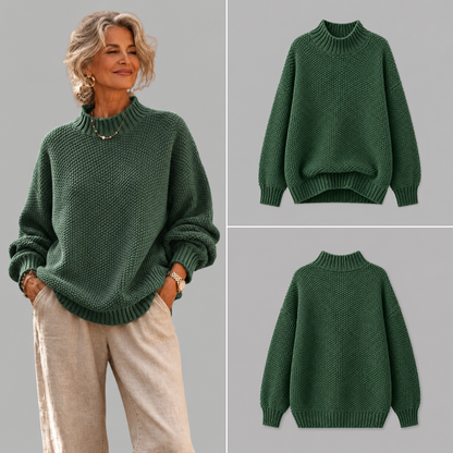 Mujer Jersey de Punto Cuello Perkins | Texturizado & Hombros Caídos | Uso Diario