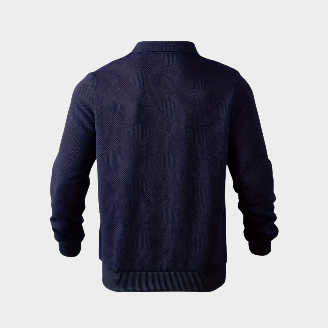Hombre Jersey con Cremallera | Estampado Geométrico & Cuello con Solapa | Otoño e Invierno
