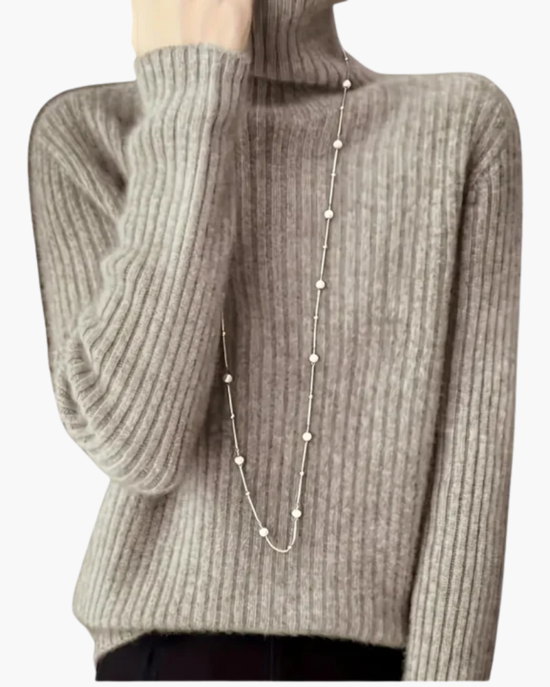 Mujer Jersey de Cuello Alto a Rayas | Orlo Asimétrico & Manga Larga | Otoño e Invierno