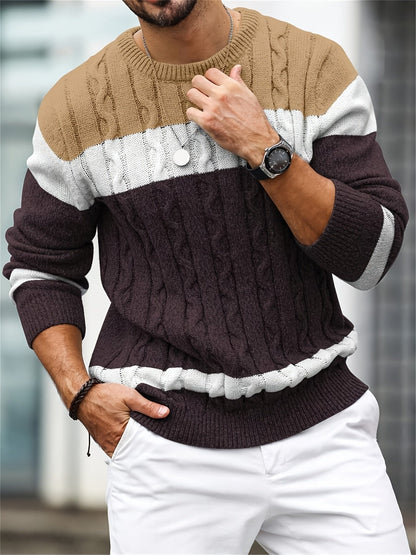 Hombre Jersey de Punto Color Block | Corte Holgado & Diseño Combinable | Uso Diario