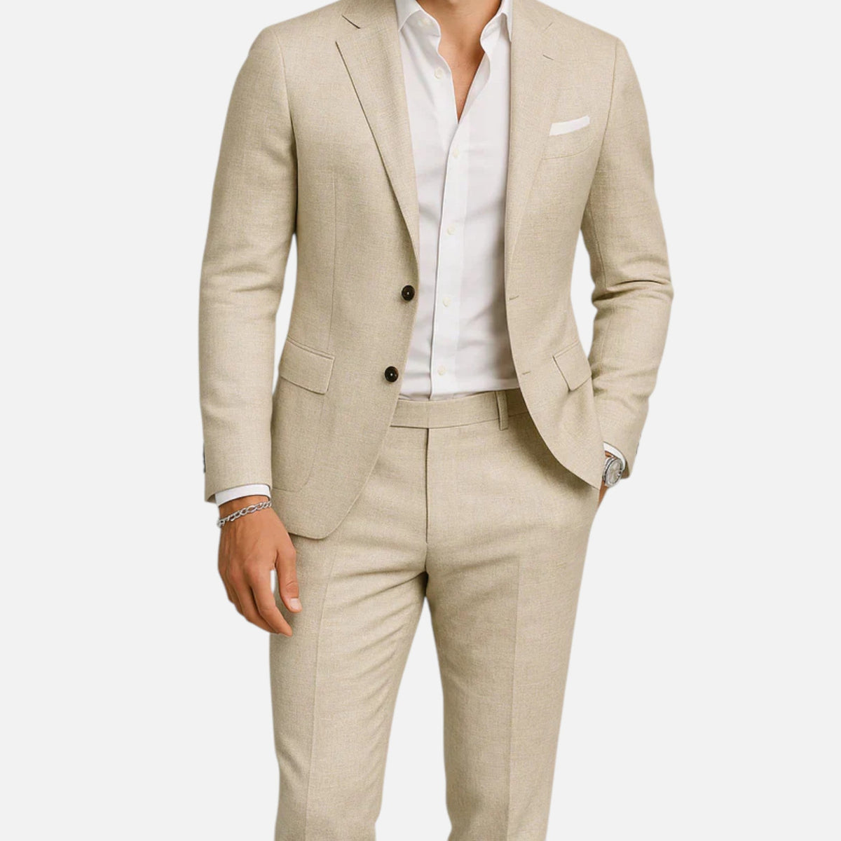 Hombre Traje de Lino | Tejido Transpirable & Dos Piezas | Casual y Verano
