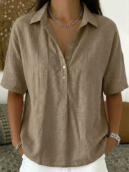 Camisa informal con cuello abotonado para mujer | Tejido ligero y transpirable