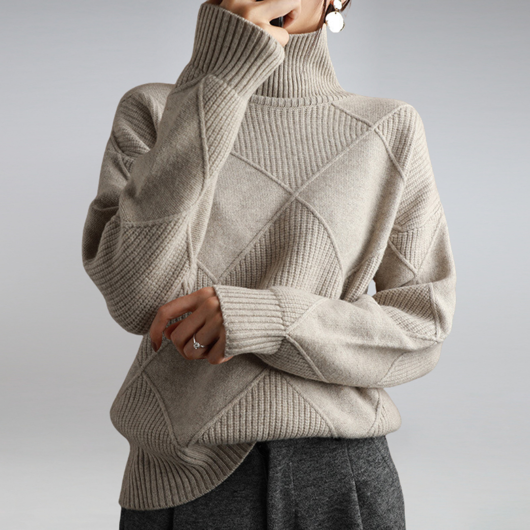 Mujer Jersey de Cuello Vuelto de Cachemira | 100% Cachemira & Cuello Alto | Otoño e Invierno
