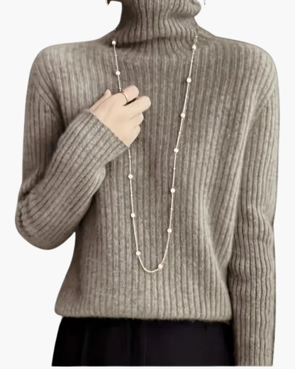 Mujer Jersey de Cuello Alto a Rayas | Orlo Asimétrico & Manga Larga | Otoño e Invierno