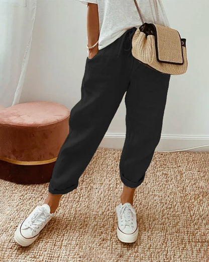 Pantalón largo de lino para mujer | Corte relajado