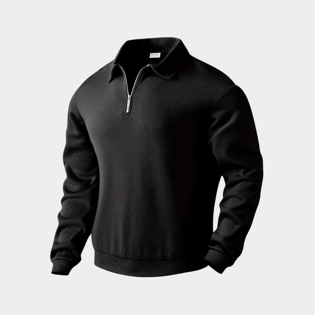 Hombre Jersey con Cremallera | Estampado Geométrico & Cuello con Solapa | Otoño e Invierno