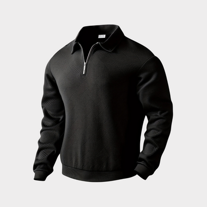 Hombre Jersey con Cremallera | Estampado Geométrico & Cuello con Solapa | Otoño e Invierno