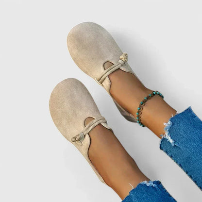 Mocasín con cordones de estilo elegante para mujer | Beige y negro