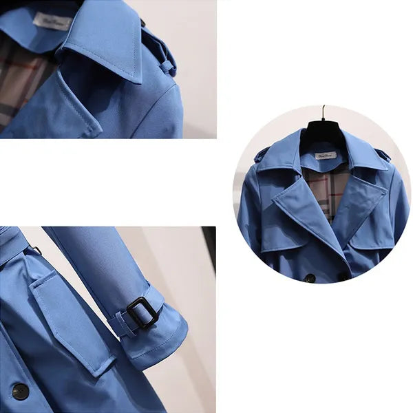 Mujer Gabardina Larga | Doble Botonadura & Forro Estampado | Invierno