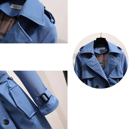 Mujer Gabardina Larga | Doble Botonadura & Forro Estampado | Invierno