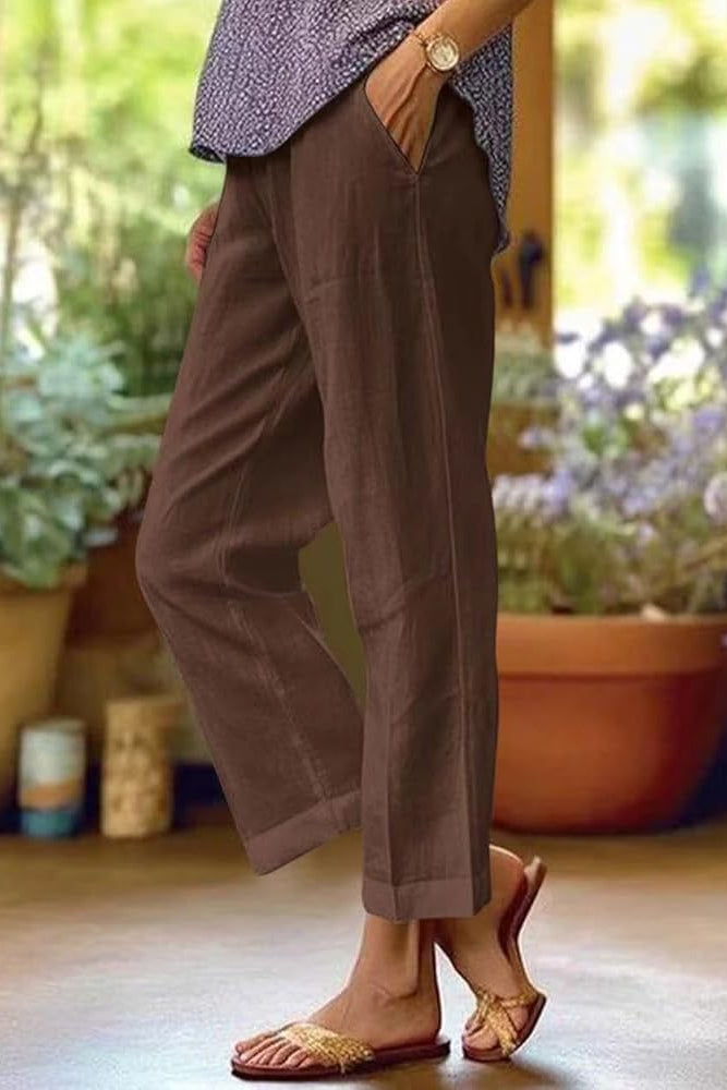 Pantalón ligero de verano para mujer | Corte recto con bolsillos