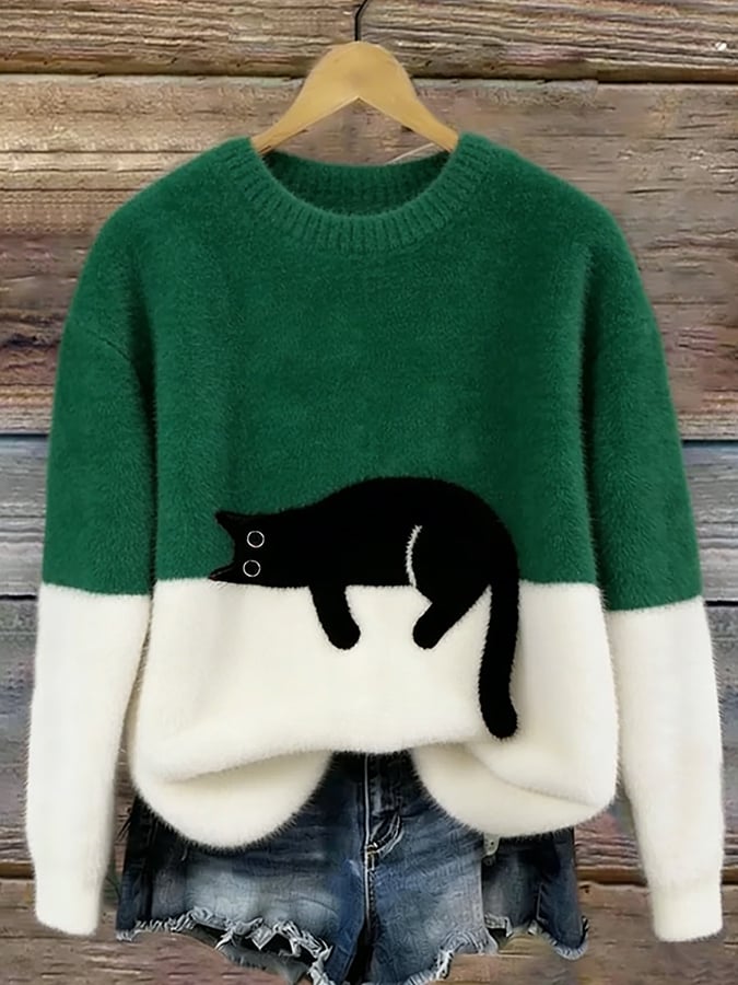 Mujer Sudadera de Punto con Gráfico | Cuello Redondo & Tejido Suave | Uso Diario