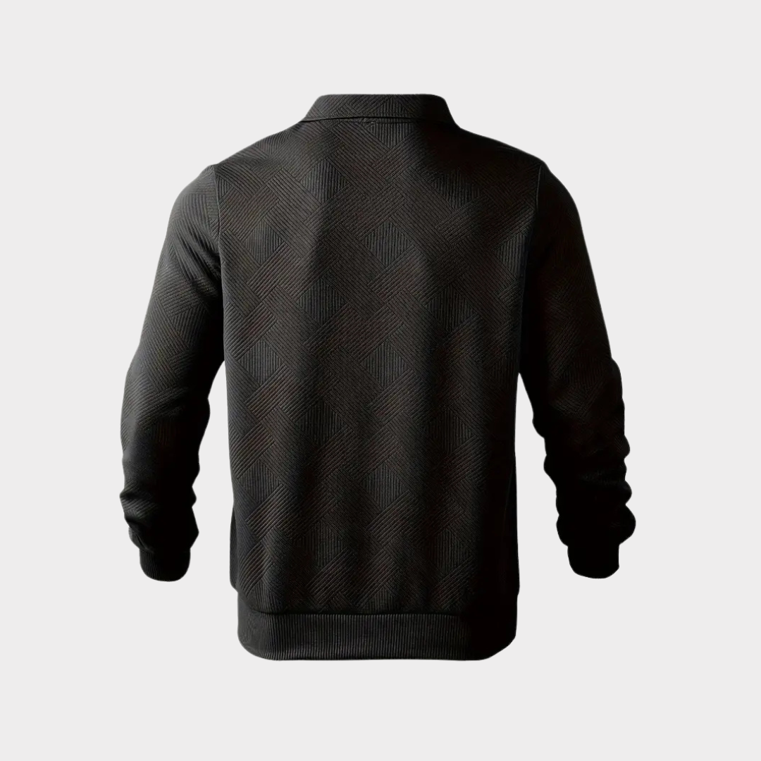 Hombre Jersey con Cremallera | Estampado Geométrico & Cuello con Solapa | Otoño e Invierno
