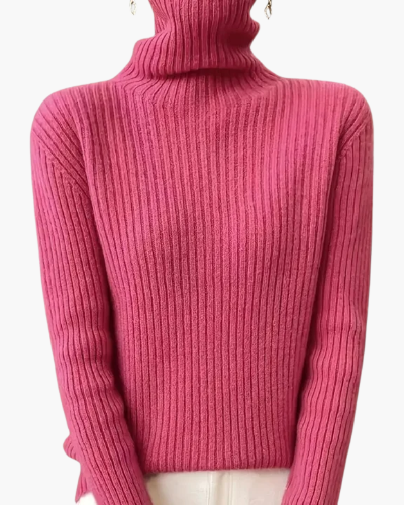 Mujer Jersey de Cuello Alto a Rayas | Orlo Asimétrico & Manga Larga | Otoño e Invierno