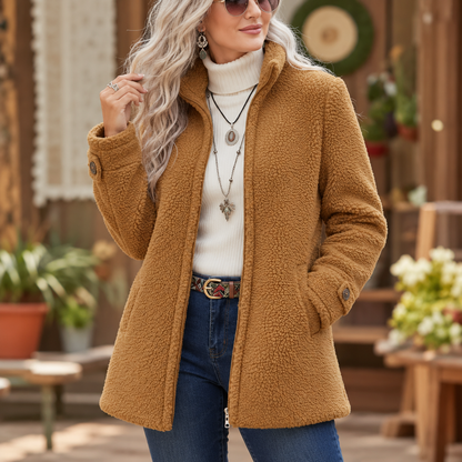 Mujer Chaqueta de Forro Polar | Cierre de Cremallera & Cuello Alto | Uso Diario
