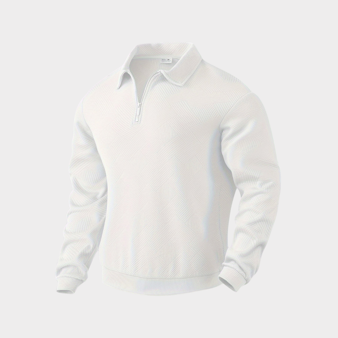 Hombre Jersey con Cremallera | Estampado Geométrico & Cuello con Solapa | Otoño e Invierno
