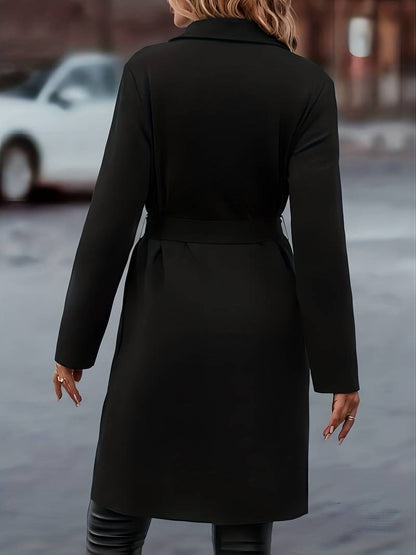 Mujer Chaqueta Larga Elegante | Diseño Abierto & Color Negro | Uso Diario