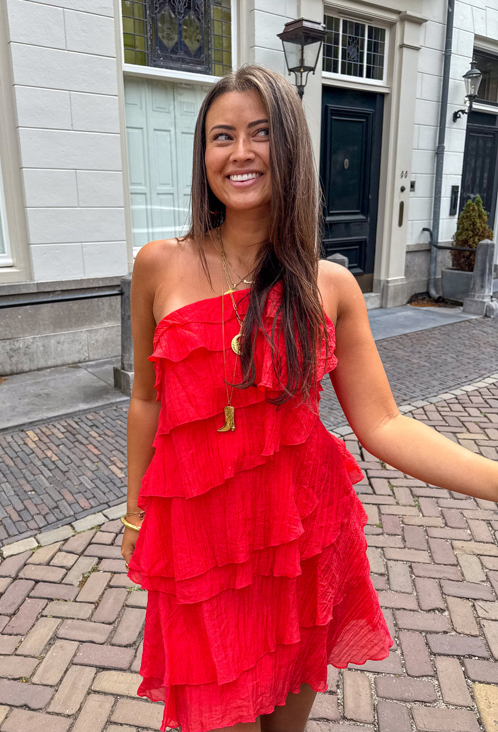 Minivestido asimétrico con volantes para mujer | Tirante único de verano