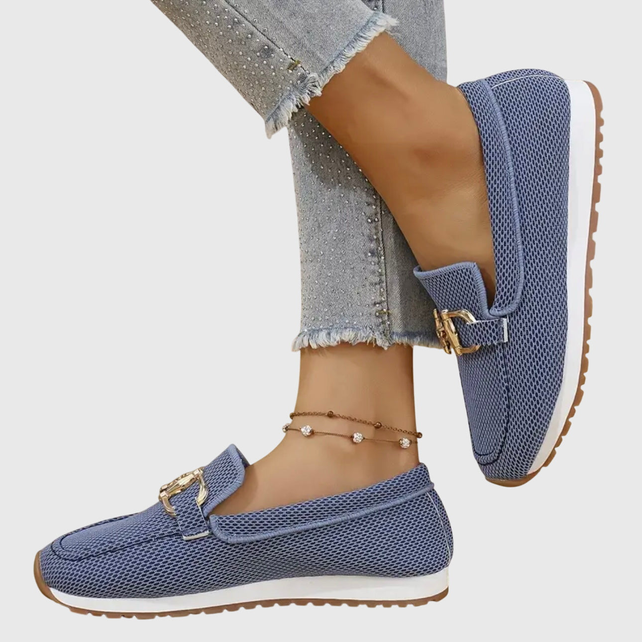 Mocasín de malla con hebilla para mujer | Suela antideslizante