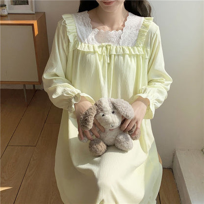 Camicia da notte lunga vittoriana con pizzo floreale | Cotone bianco da donna
