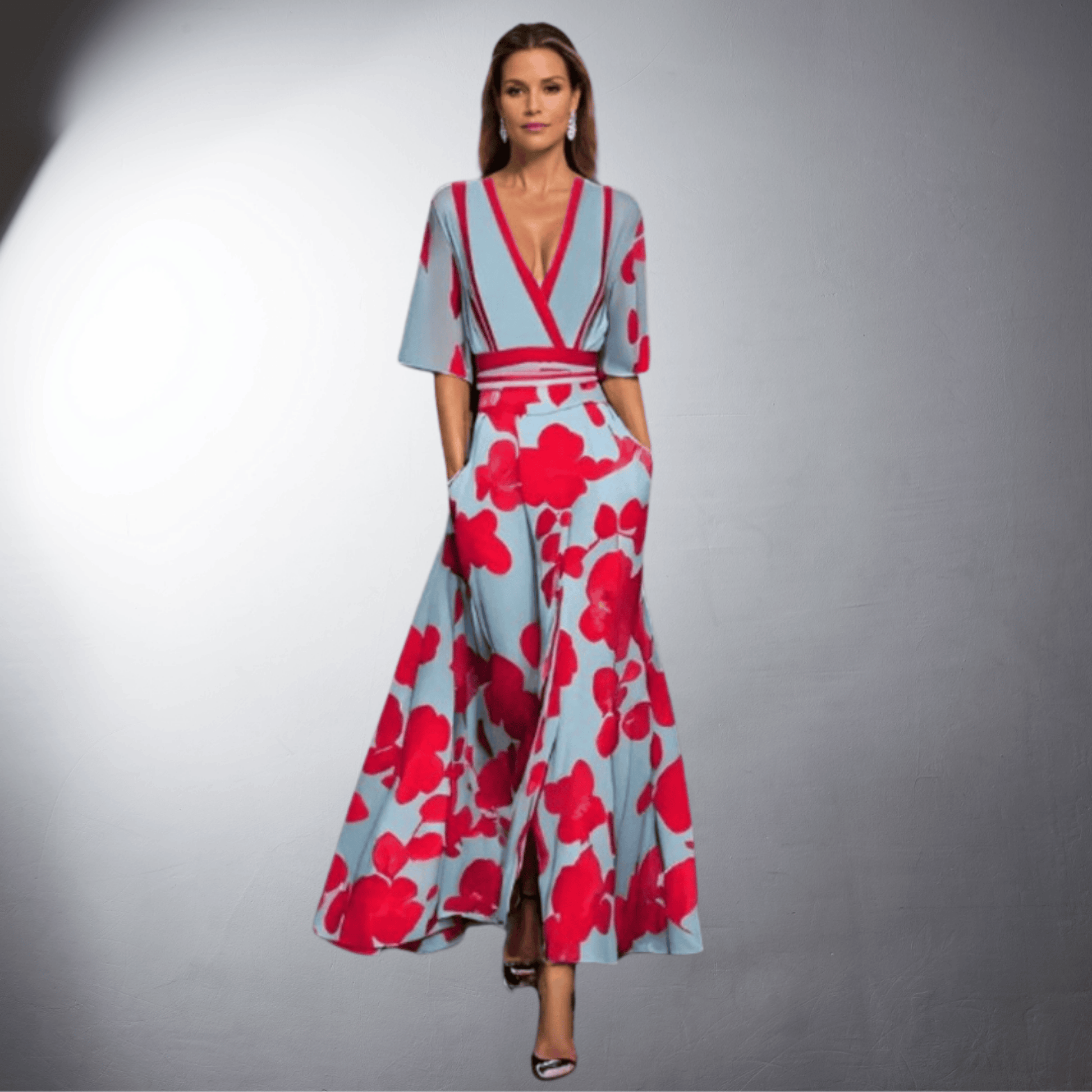 Vestido floral elegante con mangas para mujer | Corte favorecedor