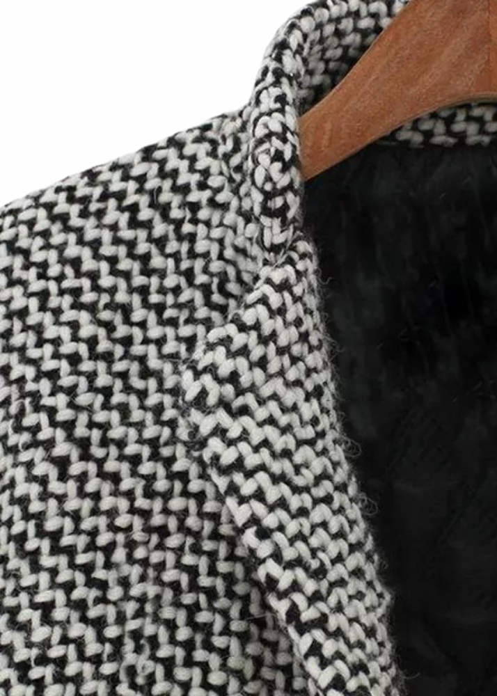 Mujer Abrigo de Tweed | Cierre de Botón & Cuello Sastre | Otoño e Invierno