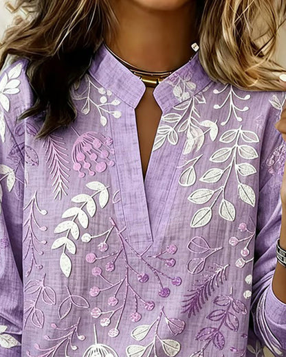 Blusa de flores en tonos pastel con escote en V para mujer | Tejido suave y ligero