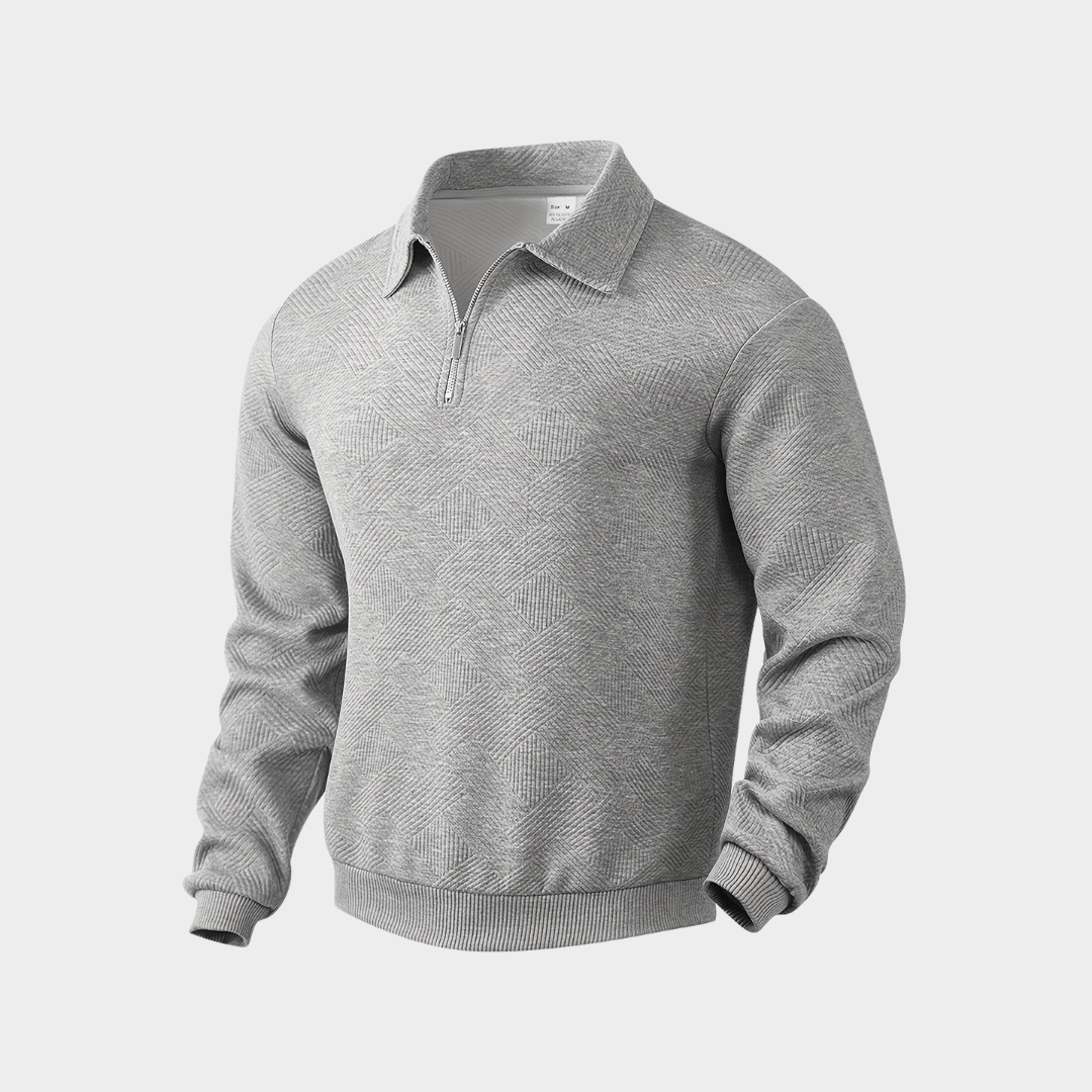 Hombre Jersey con Cremallera | Estampado Geométrico & Cuello con Solapa | Otoño e Invierno