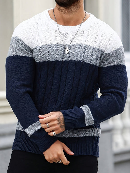 Hombre Jersey de Punto Color Block | Corte Holgado & Diseño Combinable | Uso Diario