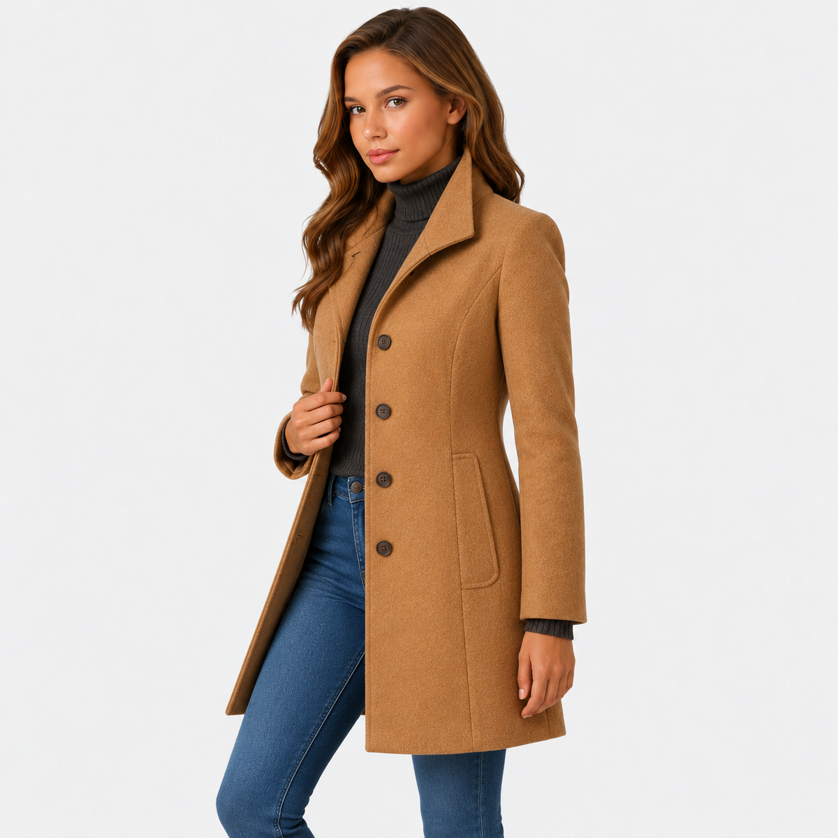 Donna Cappotto Classico Sagomato | Chiusura con Bottoni & Taglio Strutturato | Primavera e Autunno
