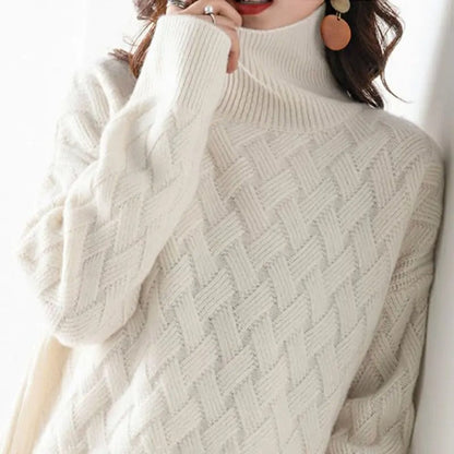 Mujer Jersey de Cuello Alto de Punto Trenzado | Corte Holgado & Manga Larga | Otoño e Invierno