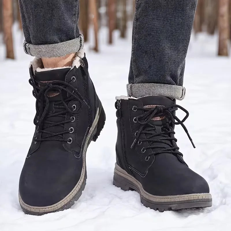 Hombre Botas con Cordones | Cremallera Lateral & Forro Cálido | Otoño e Invierno