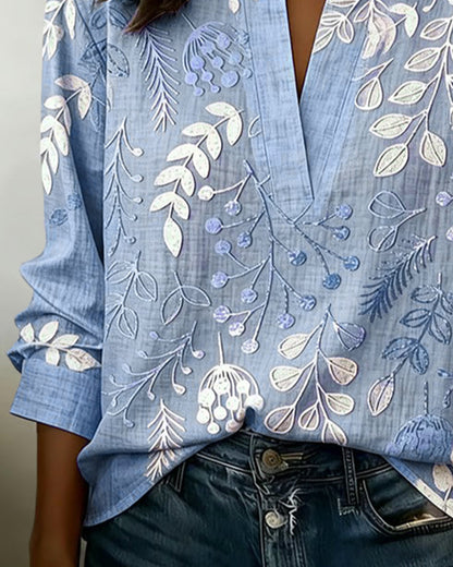 Blusa de flores en tonos pastel con escote en V para mujer | Tejido suave y ligero