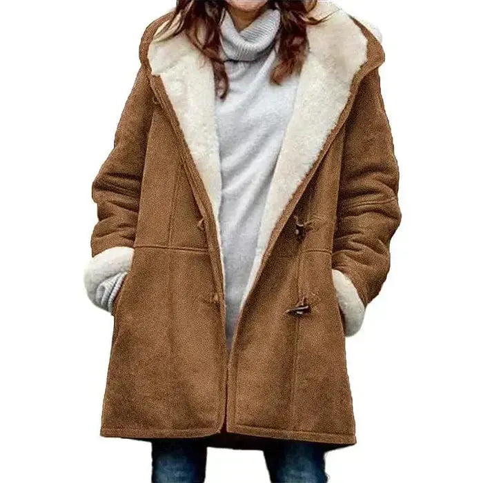 Mujer Abrigo con Capucha | Forro Polar & Corte Entallado | Otoño e Invierno