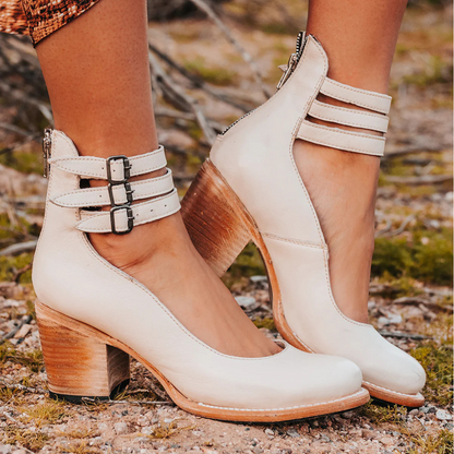 Elegantes sandalias de verano para mujer | Piel sintética marrón claro