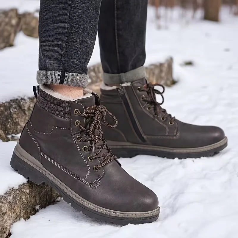 Hombre Botas con Cordones | Cremallera Lateral & Forro Cálido | Otoño e Invierno
