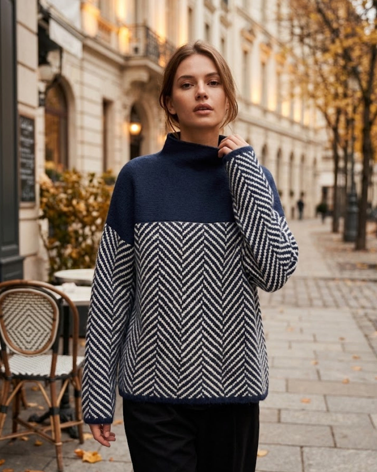 Mujer Jersey de Cuello Vuelto | Cachemira & Corte Holgado | Otoño e Invierno