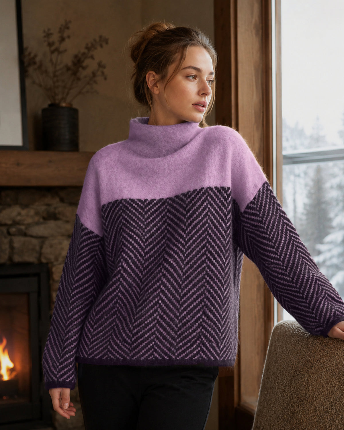 Mujer Jersey de Cuello Vuelto | Cachemira & Corte Holgado | Otoño e Invierno