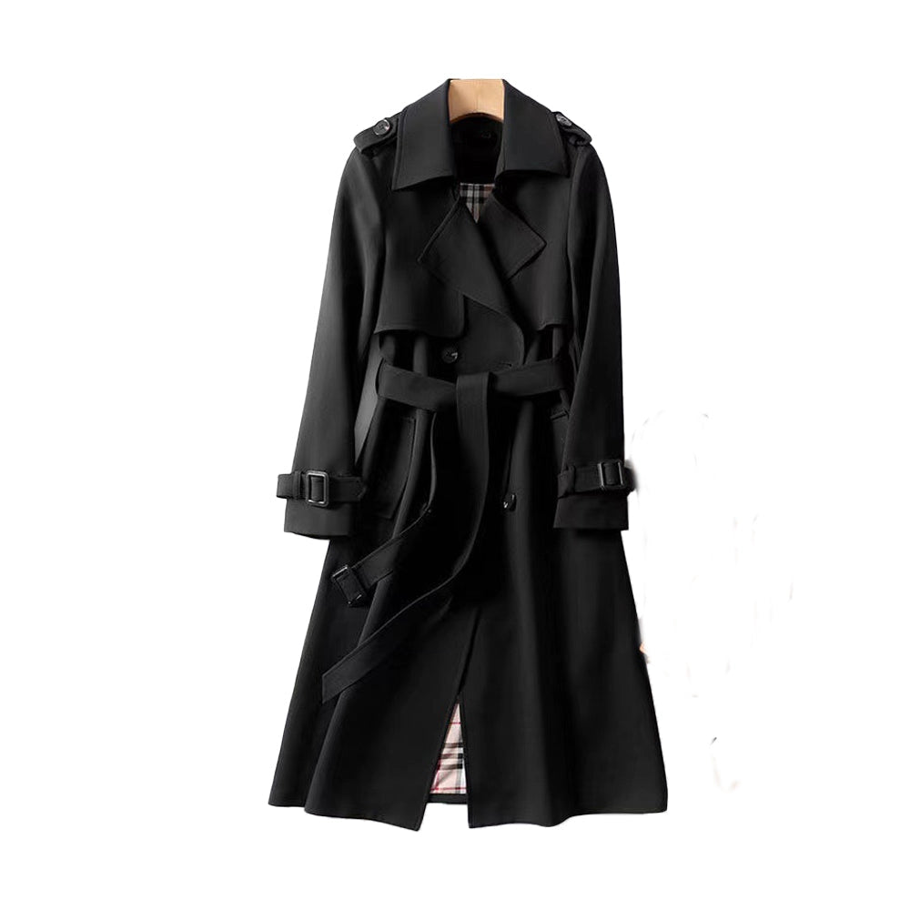 Mujer Gabardina Larga | Doble Botonadura & Forro Estampado | Invierno