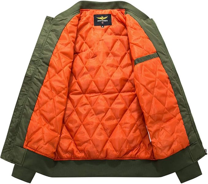 Hombre Cazadora Bomber Acolchada | Forro Cálido & Cierre de Cremallera | Otoño e Invierno