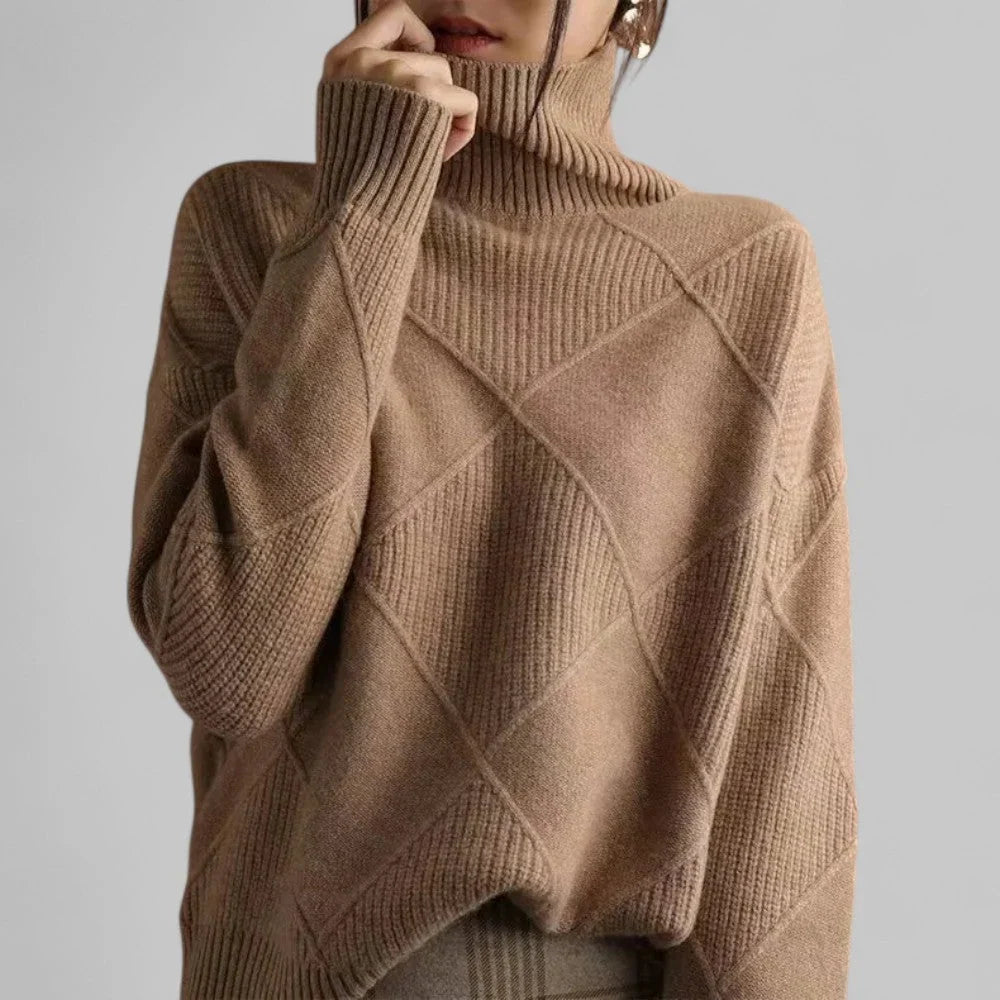 Mujer Jersey Oversize con Cuello Alto | Corte Holgado & Estampado | Otoño e Invierno