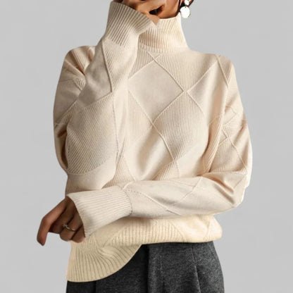 Mujer Jersey Oversize con Cuello Alto | Corte Holgado & Estampado | Otoño e Invierno