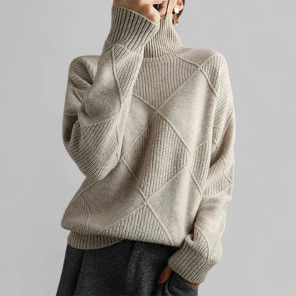 Mujer Jersey Oversize con Cuello Alto | Corte Holgado & Estampado | Otoño e Invierno