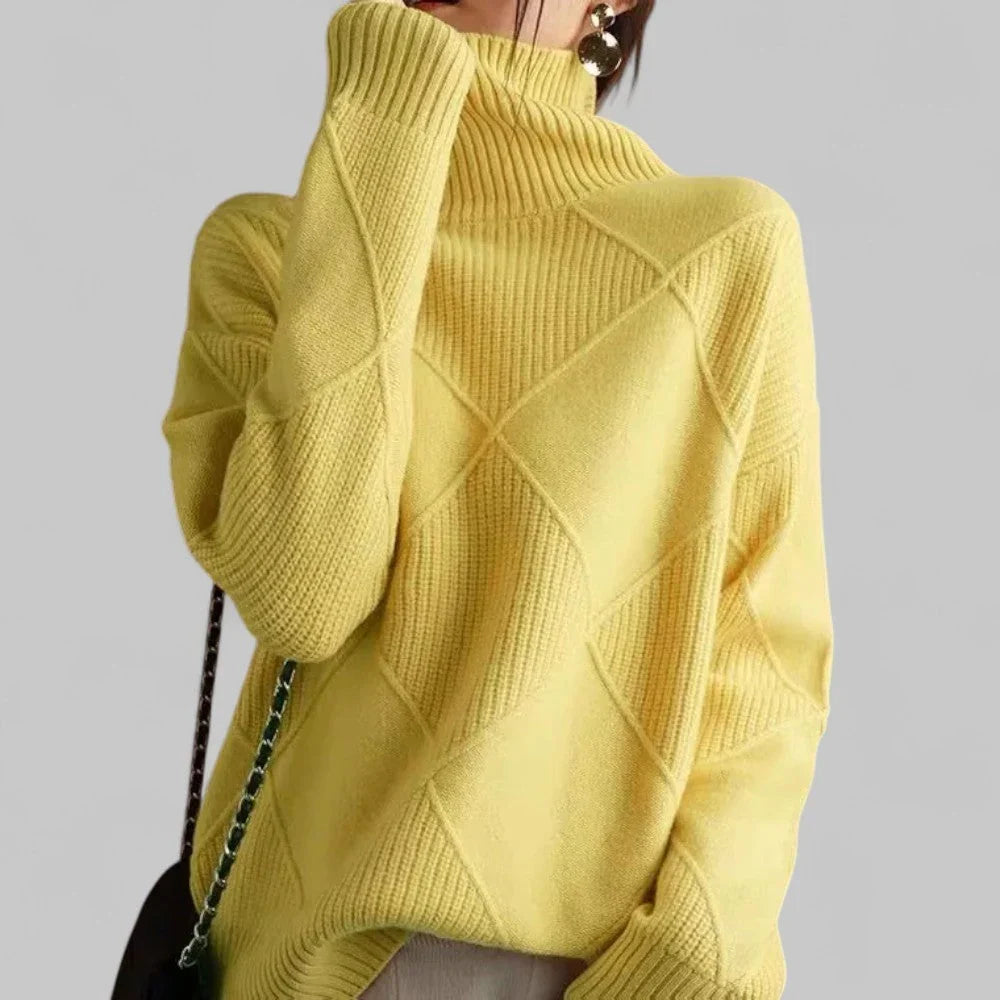 Mujer Jersey Oversize con Cuello Alto | Corte Holgado & Estampado | Otoño e Invierno