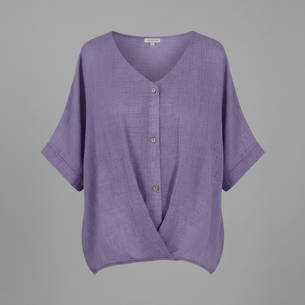 Blusa de mujer con escote en pico y mangas largas