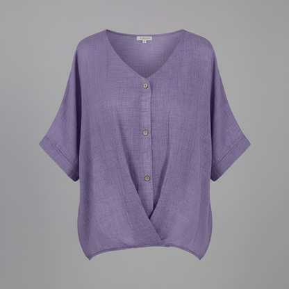 Blusa de mujer con escote en pico y mangas largas