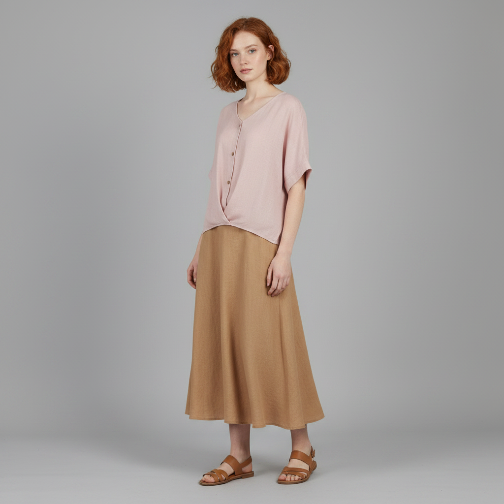 Blusa de mujer con escote en pico y mangas largas
