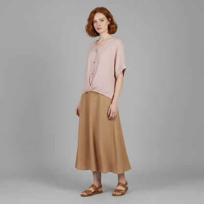 Blusa de mujer con escote en pico y mangas largas